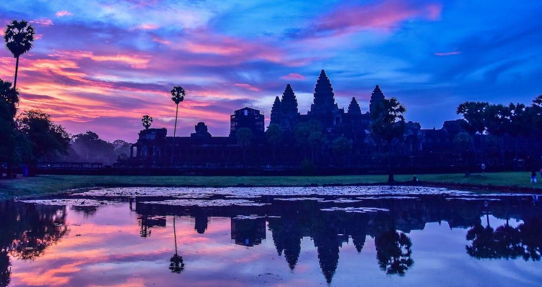 Sunrise at Angkor Wat Cambodia Sunrise at Angkor Wat temple in Siem Reap Cambodia