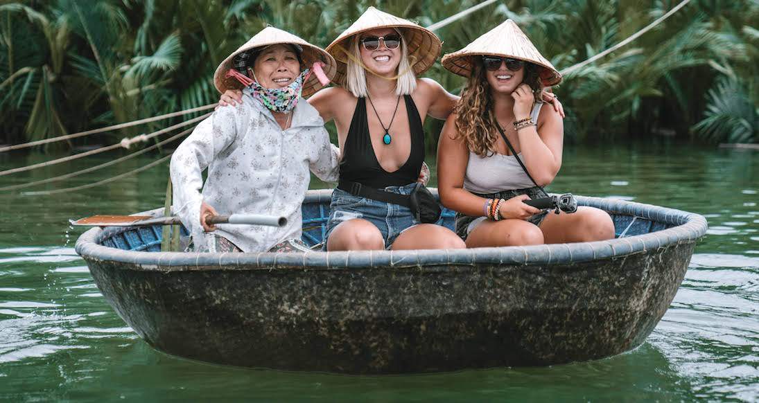 Basket Boats girls in basket boats in Hoi An