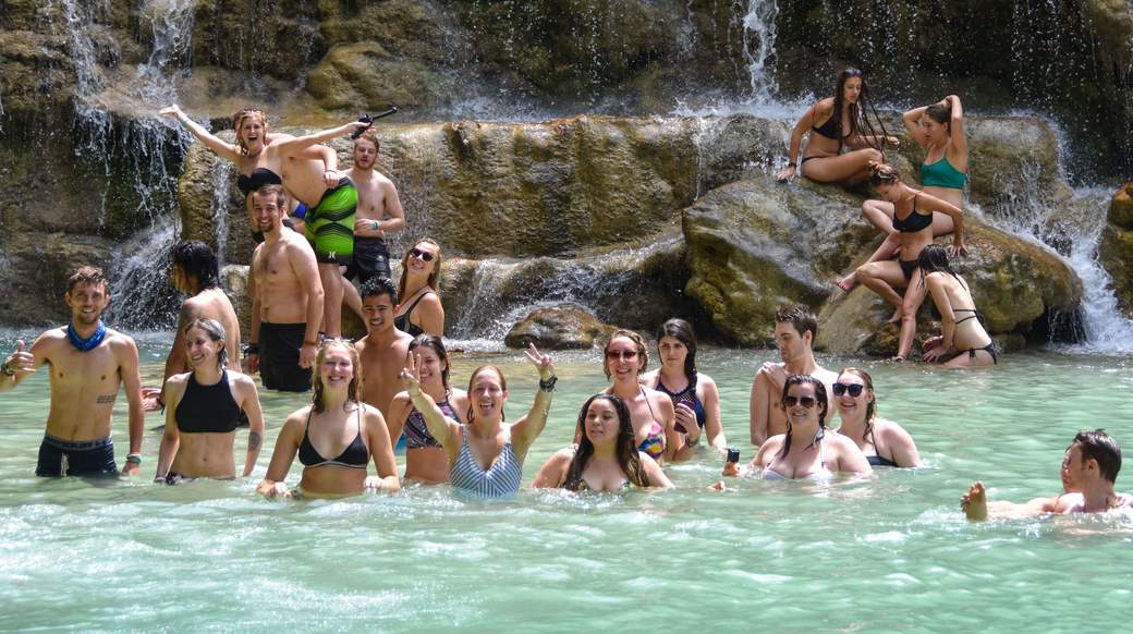 group waterfall laos adventure tour laos