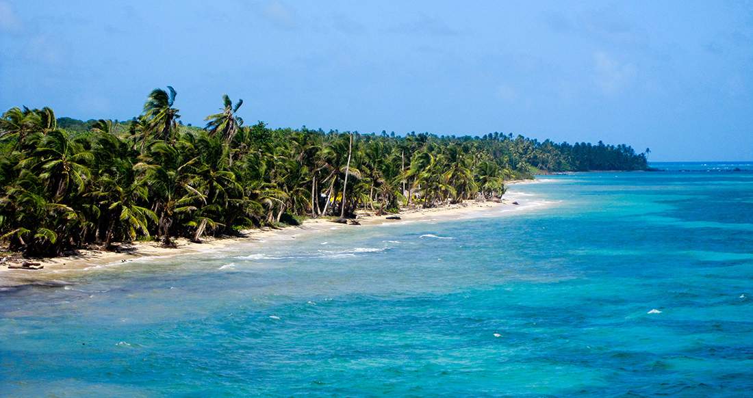 Corn Islands Nicaragua Turquoise waters surround a palm tree lined island