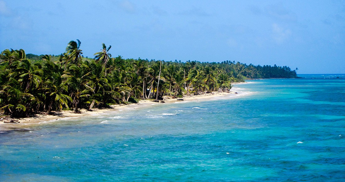 Corn Islands Nicaragua Turquoise waters surround a palm tree lined island