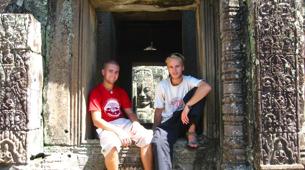 Angkor Wat travelers Two guys touring Angkor Wat temple