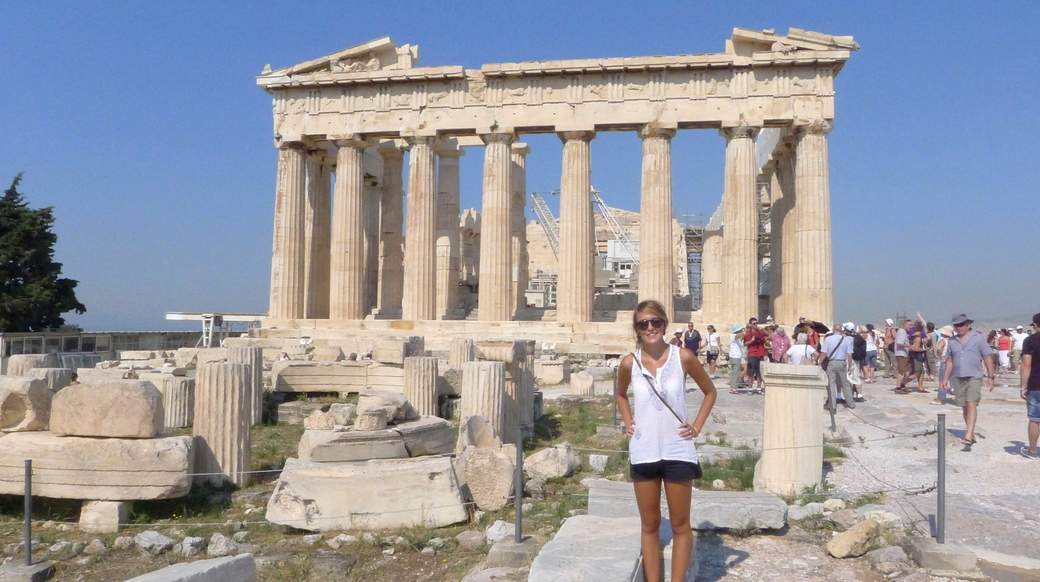Athens Greece girl touring the ruins of athens greece