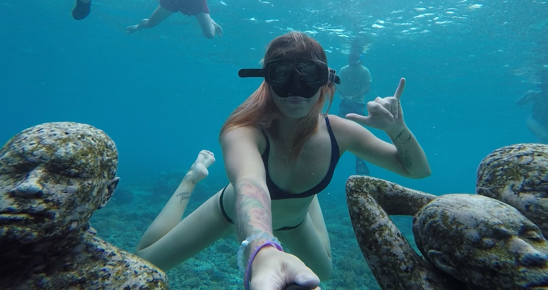 Snorkeling in Bali Girl snorkelling in Bali, Indonesia