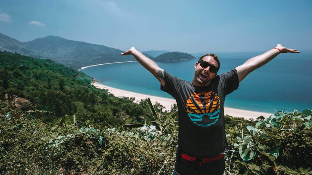 Beach and jungle viewpoint guy at vietnamese coastal viewpoint