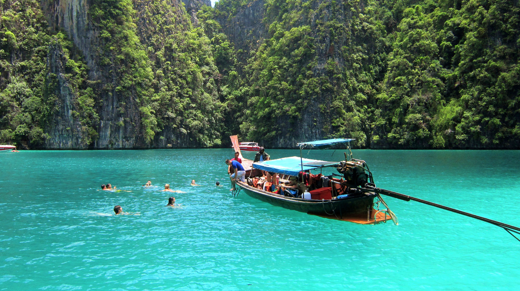 longtail boat longtail boat in koh phi phi thailand