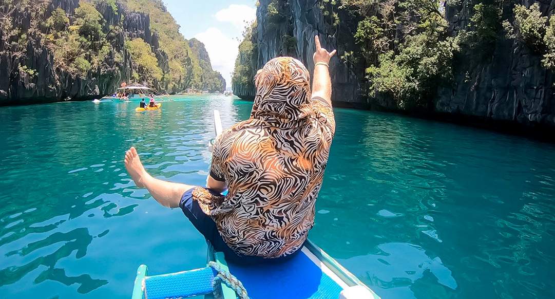 Boat day in the Philippines Traveler on a boat tour in the Philippines