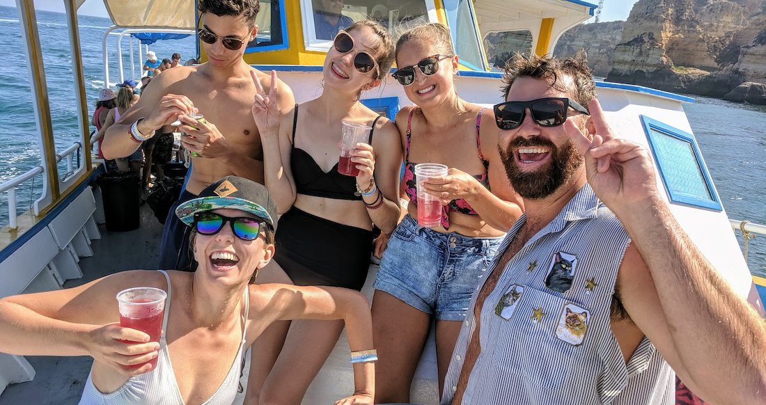 Booze Cruise A group of travelers on a booze cruise