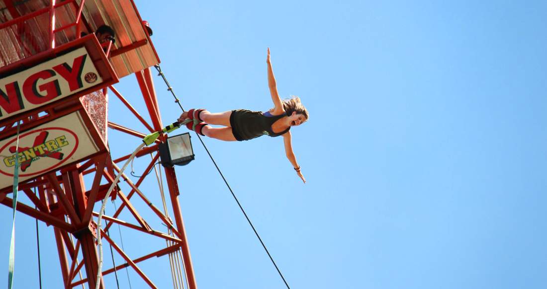 Bungee Jumping A traveler bungee jumping in Northern Thailand