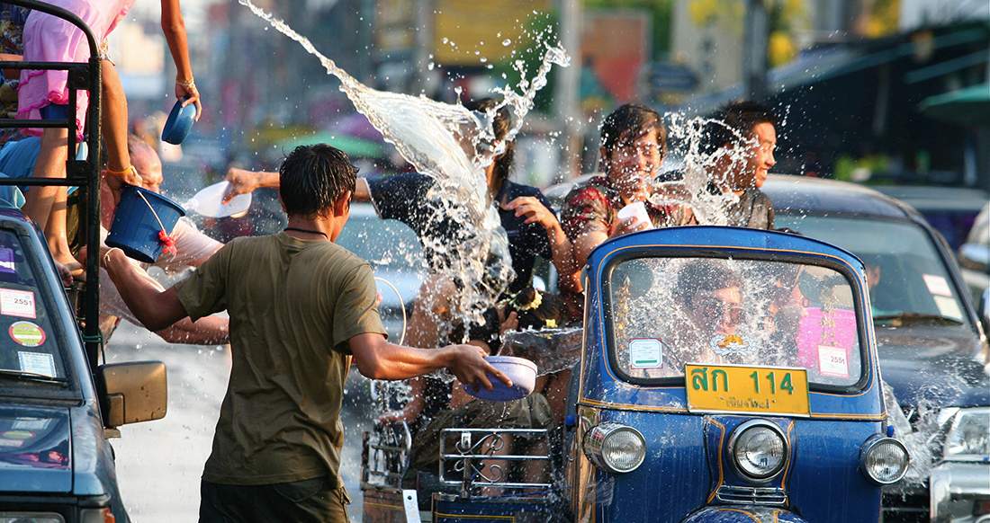 Songkran Thai people celebrating Songkran in Chiang Mai