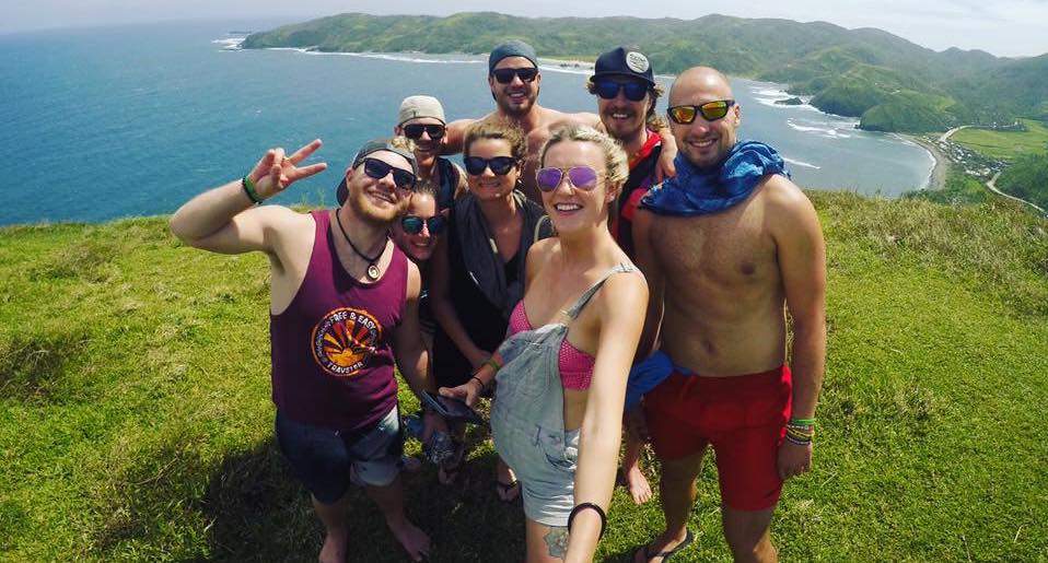 Group selfie of travelers in the Philippines A group of travelers take a selfie in the Philippines