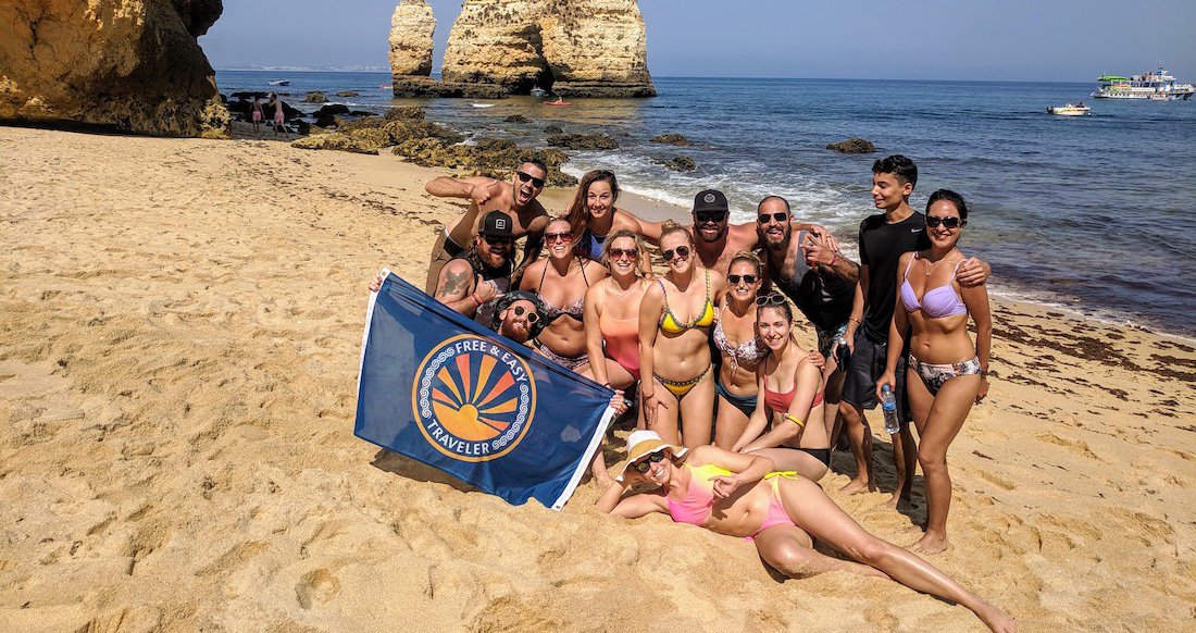 Lagos Group Beach A group of young travelers posing on the beach