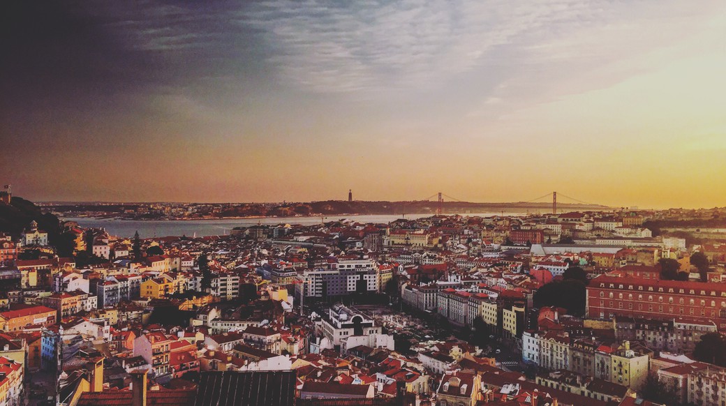 Lisbon Sunset beautiful view of the sun setting over the city of lisbon portugal