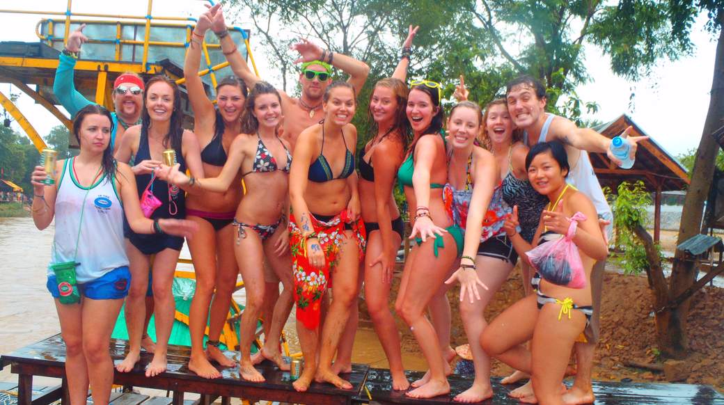 Party Group of girls partying in Vang Vieng Laos