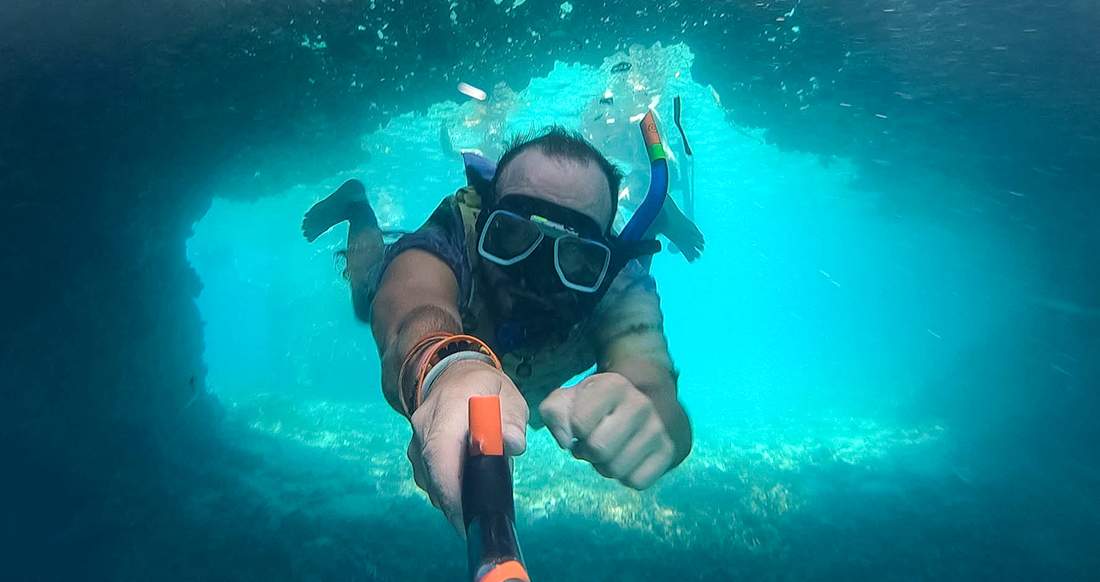 Scuba diving in the Philippines Underwater scuba diving selfie in the Philippines