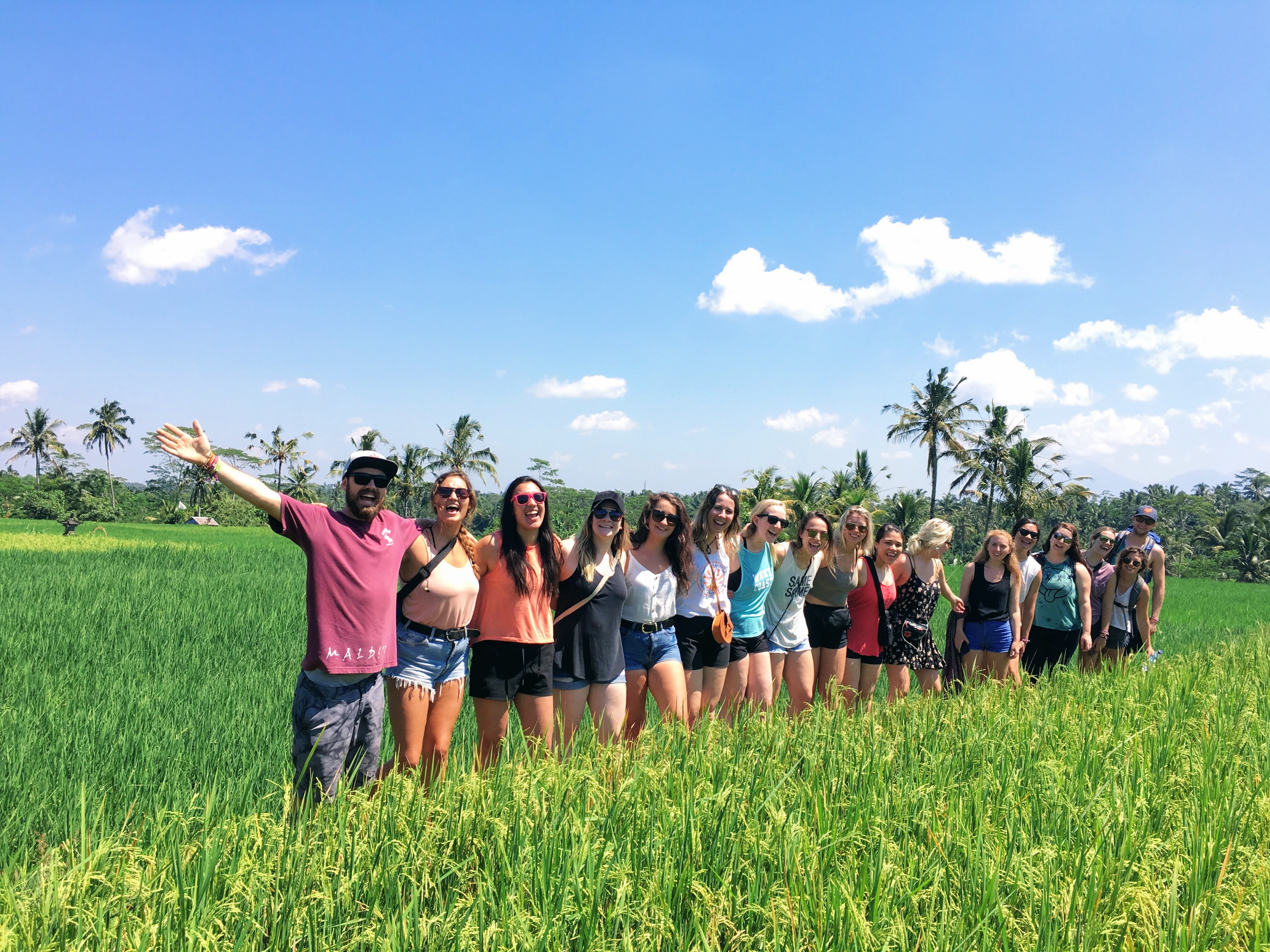 Free & Easy Traveler group in Ubud rice fields, Bali