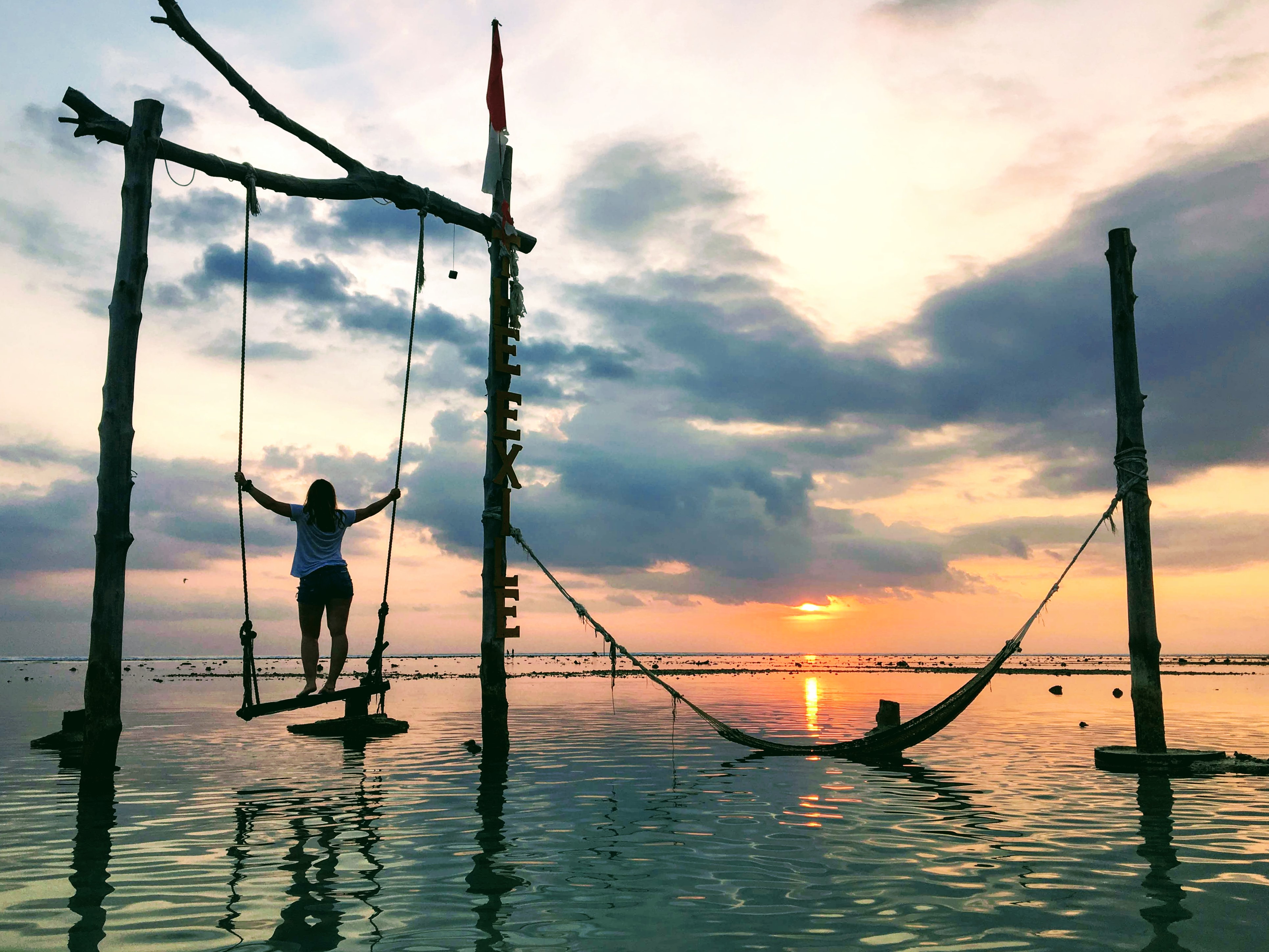 Gili Islands swing at sunset, Indonesia
